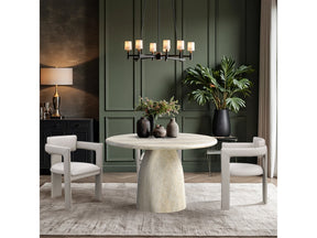 Carmel Natural 48.5" Travertine Finish Concrete Indoor / Outdoor Dining Table - Ornate Home