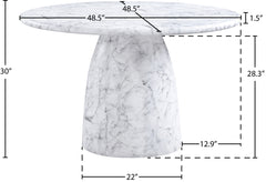 Carmel White 48.5" Marble Finish Concrete Indoor / Outdoor Dining Table - Ornate Home
