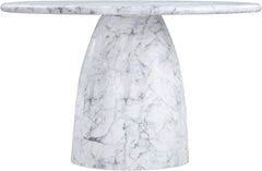 Carmel White 48.5" Marble Finish Concrete Indoor / Outdoor Dining Table - Ornate Home