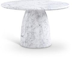 Carmel White 48.5" Marble Finish Concrete Indoor / Outdoor Dining Table - Ornate Home