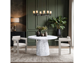 Carmel White 48.5" Marble Finish Concrete Indoor / Outdoor Dining Table - Ornate Home