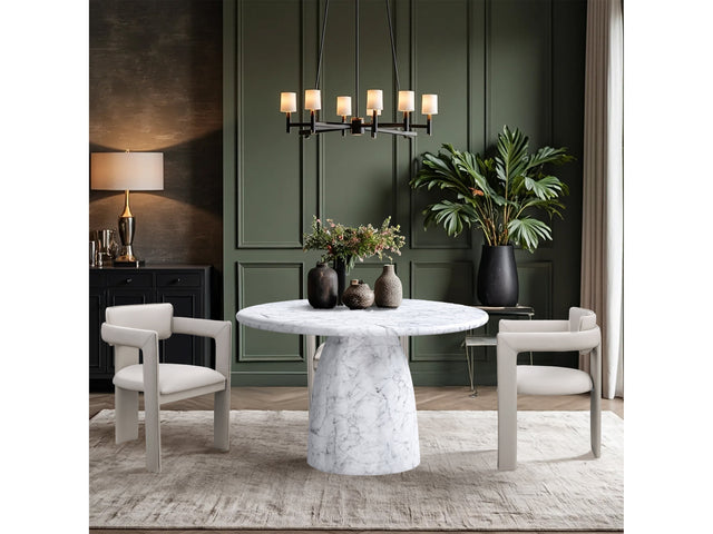 Carmel White 48.5" Marble Finish Concrete Indoor / Outdoor Dining Table - Ornate Home