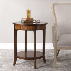 Carmel Woodtone Round Lamp Table - Ornate Home