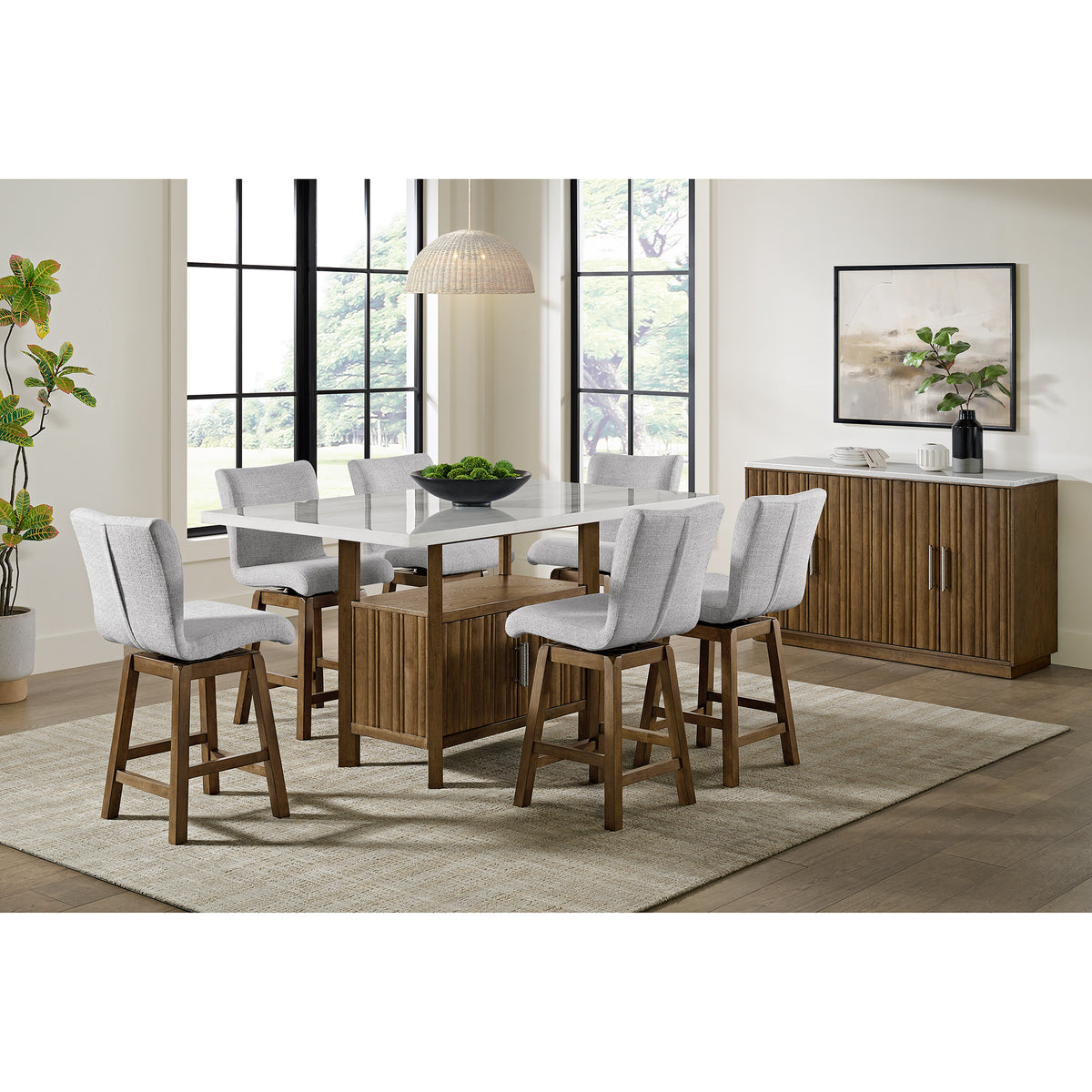 Carmela Brown 7-Piece Counter Height Dining Set - Ornate Home