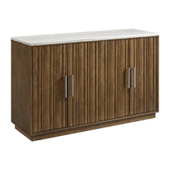 Carmela Brown Server with White Marble, Power and USBC - Ornate Home