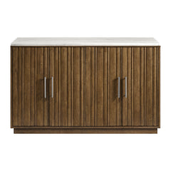 Carmela Brown Server with White Marble, Power and USBC - Ornate Home