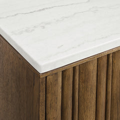 Carmela Brown Server with White Marble, Power and USBC - Ornate Home