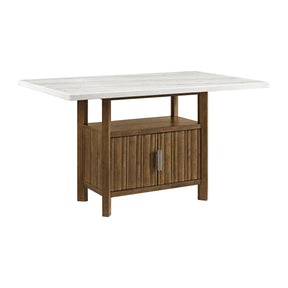 Carmela Brown/White Rectangular Counter Table with Marble Top - Ornate Home
