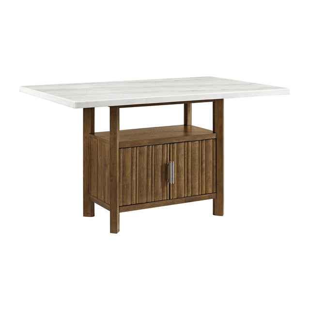 Carmela Brown/White Rectangular Counter Table with Marble Top - Ornate Home