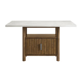 Carmela Brown/White Rectangular Counter Table with Marble Top - Ornate Home