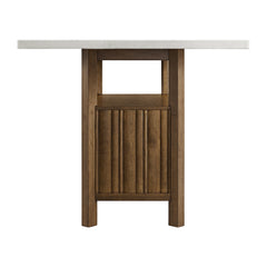 Carmela Brown/White Rectangular Counter Table with Marble Top