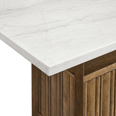 Carmela Brown/White Rectangular Counter Table with Marble Top