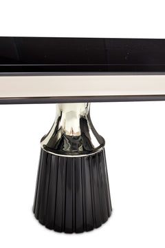 Carmela Charcoal Sand Double Pedestal Dining Table - Ornate Home
