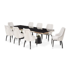 Carmela Charcoal Sand Double Pedestal Dining Table - Ornate Home
