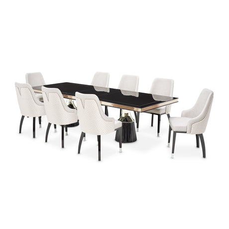 Carmela Charcoal Sand Double Pedestal Dining Table - Ornate Home