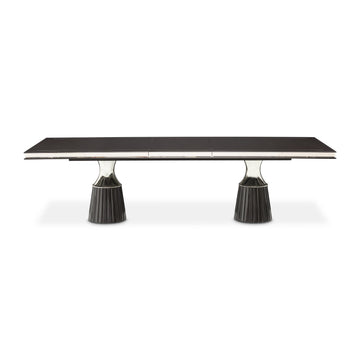 Carmela Charcoal Sand Double Pedestal Dining Table - Ornate Home
