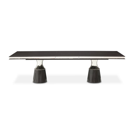 Carmela Charcoal Sand Double Pedestal Dining Table - Ornate Home