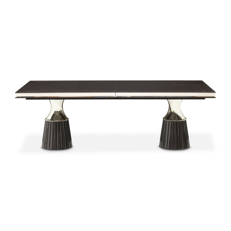 Carmela Charcoal Sand Double Pedestal Dining Table - Ornate Home