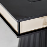 Carmela Charcoal Sand Double Pedestal Dining Table - Ornate Home