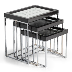 Carmela Charcoal Sand Nesting Tables (Set of 3) - Ornate Home