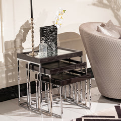 Carmela Charcoal Sand Nesting Tables (Set of 3) - Ornate Home