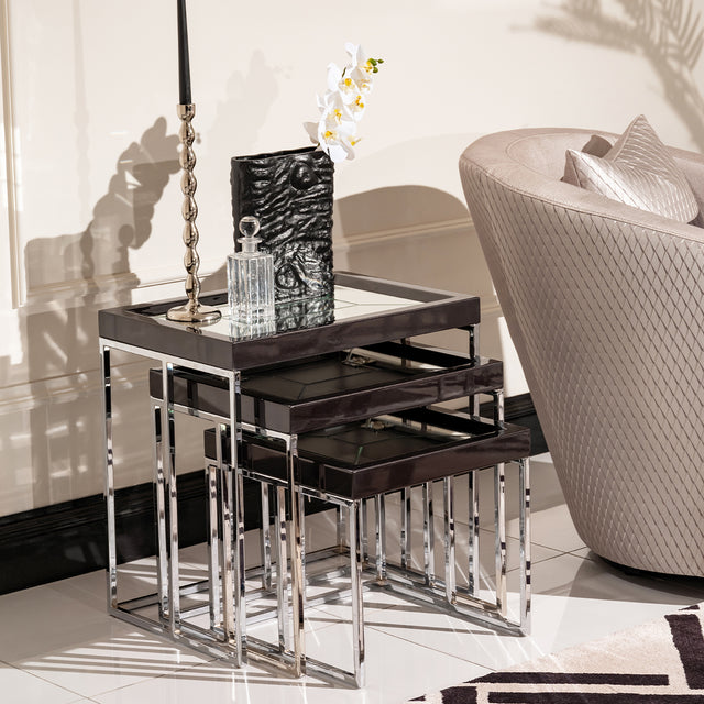 Carmela Charcoal Sand Nesting Tables (Set of 3) - Ornate Home