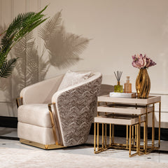Carmela Gold/Almond Accent Chair - Ornate Home