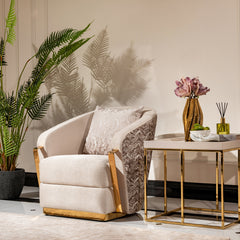 Carmela Gold/Almond Accent Chair - Ornate Home