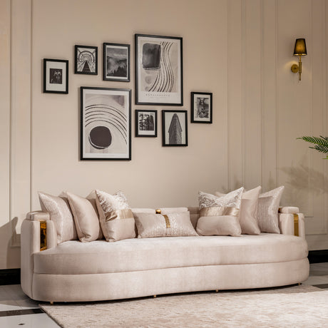 Carmela Gold/Almond Mansion Sofa - Ornate Home