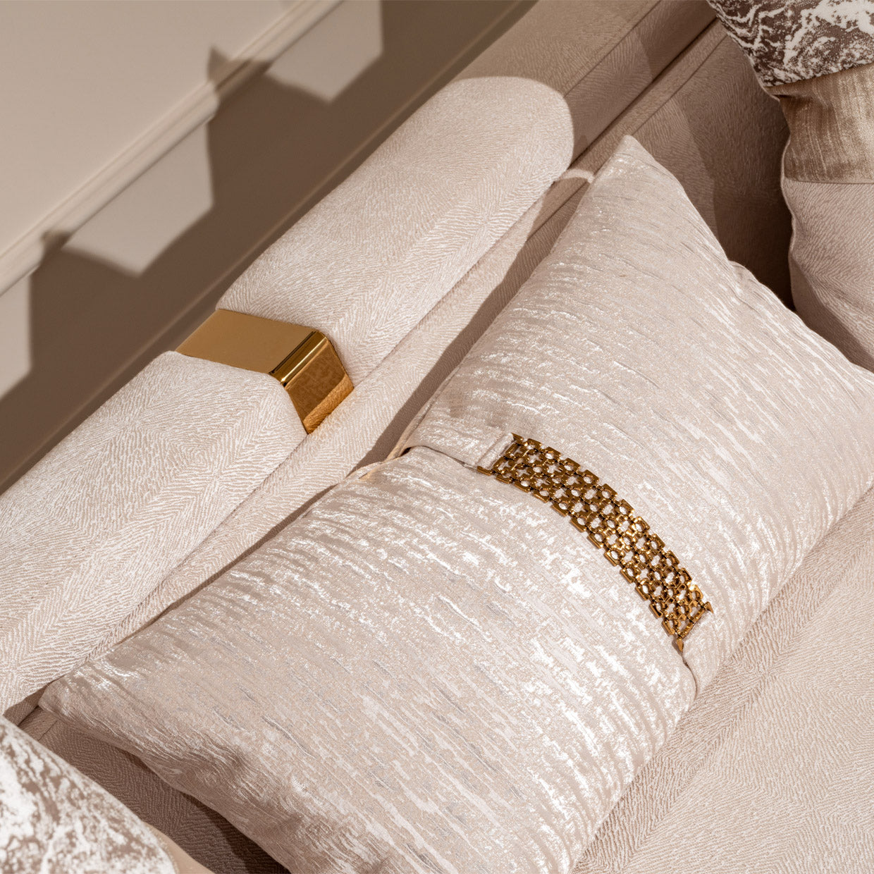 Carmela Gold/Almond Mansion Sofa - Ornate Home