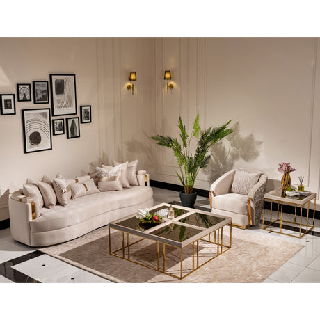 Carmela Gold/Almond Mansion Sofa - Ornate Home