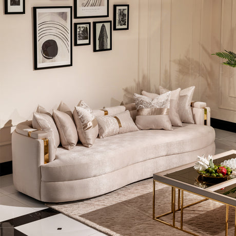 Carmela Gold/Almond Mansion Sofa - Ornate Home