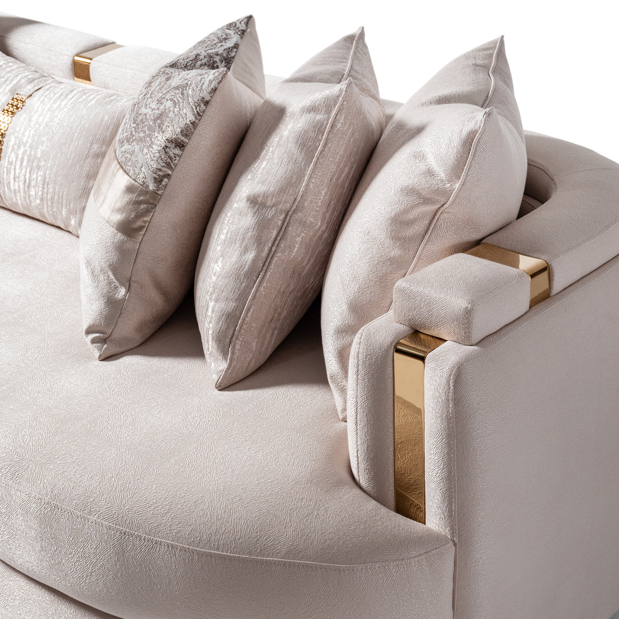 Carmela Gold/Almond Mansion Sofa - Ornate Home