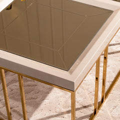 Carmela Shimmer Ivory Cocktail Table - Ornate Home