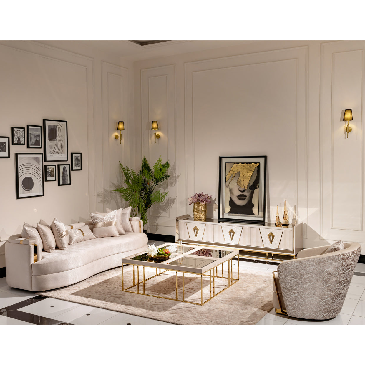 Carmela Shimmer Ivory Cocktail Table - Ornate Home
