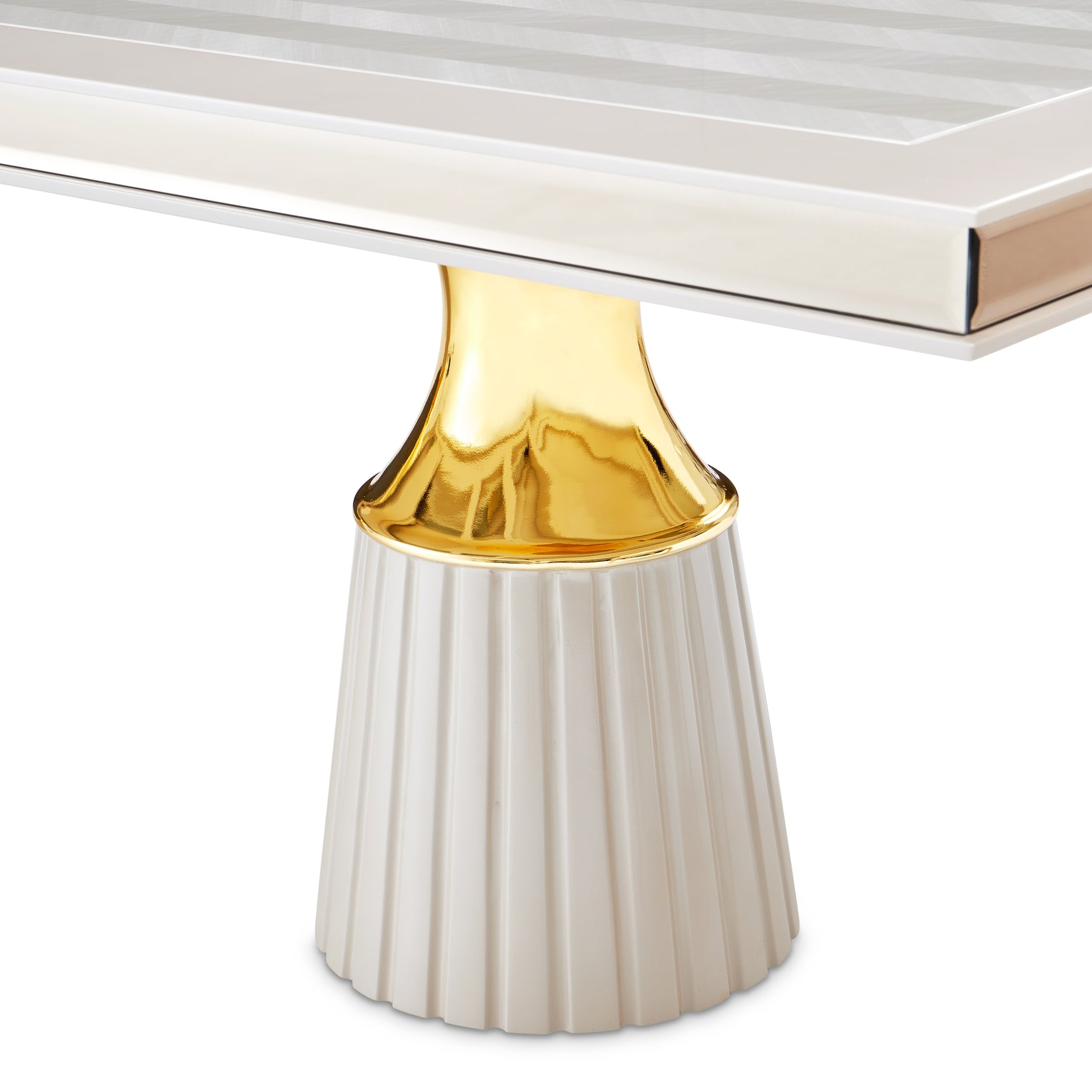 Carmela Shimmer Ivory Double Pedestal Dining Table - Ornate Home
