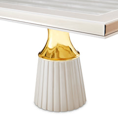 Carmela Shimmer Ivory Double Pedestal Dining Table - Ornate Home