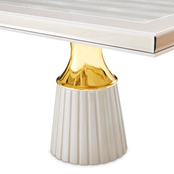 Carmela Shimmer Ivory Double Pedestal Dining Table - Ornate Home