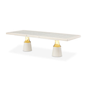 Carmela Shimmer Ivory Double Pedestal Dining Table - Ornate Home