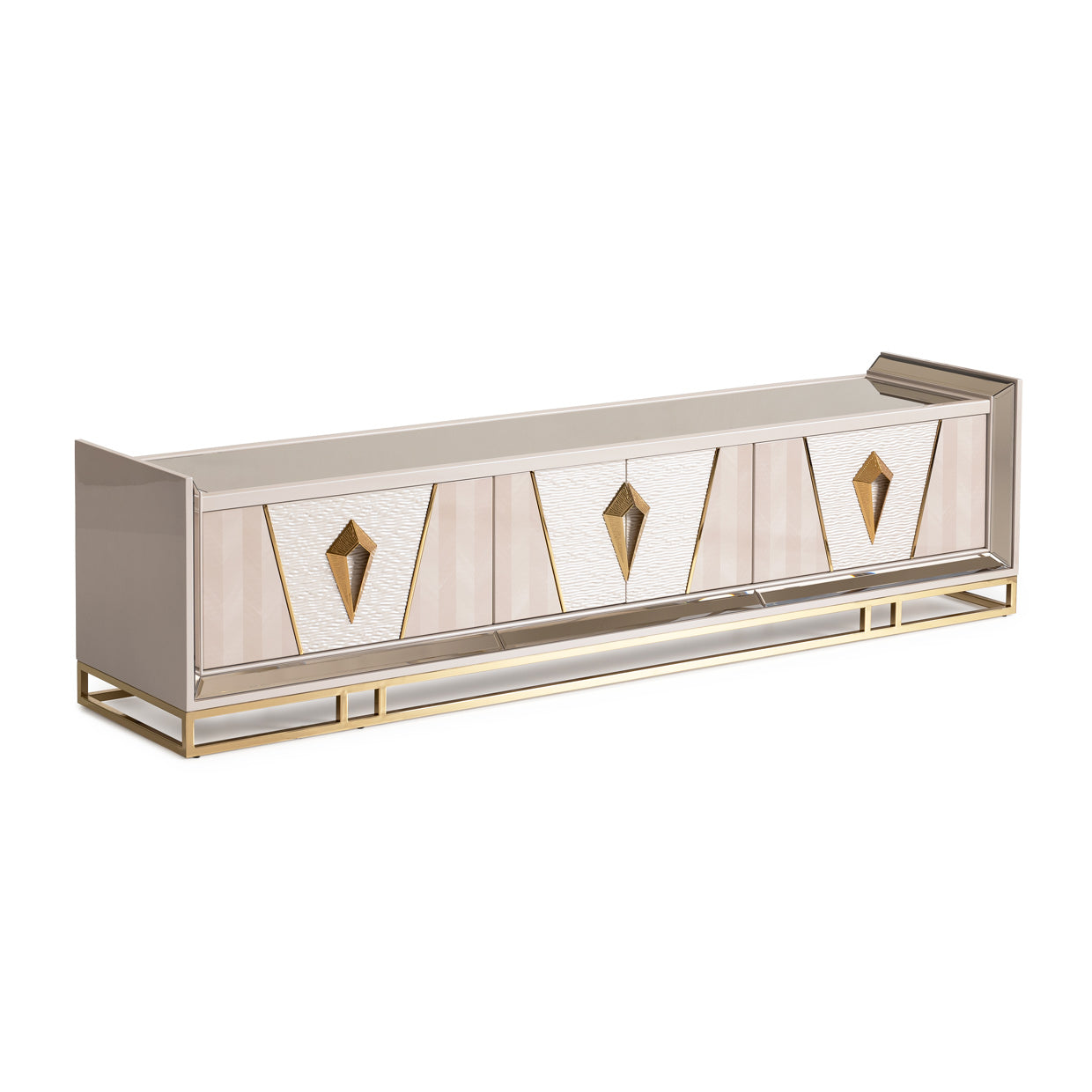 Carmela Shimmer Ivory Media Cabinet - Ornate Home