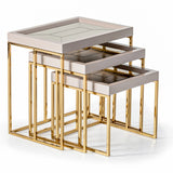 Carmela Shimmer Ivory Nesting Tables (Set of 3) - Ornate Home