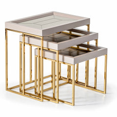 Carmela Shimmer Ivory Nesting Tables (Set of 3) - Ornate Home