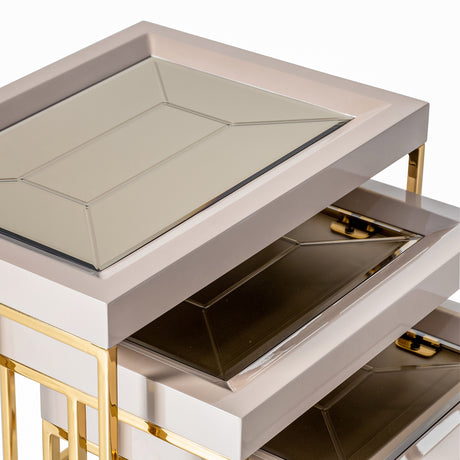 Carmela Shimmer Ivory Nesting Tables (Set of 3) - Ornate Home