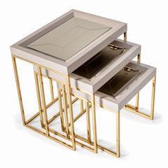 Carmela Shimmer Ivory Nesting Tables (Set of 3) - Ornate Home