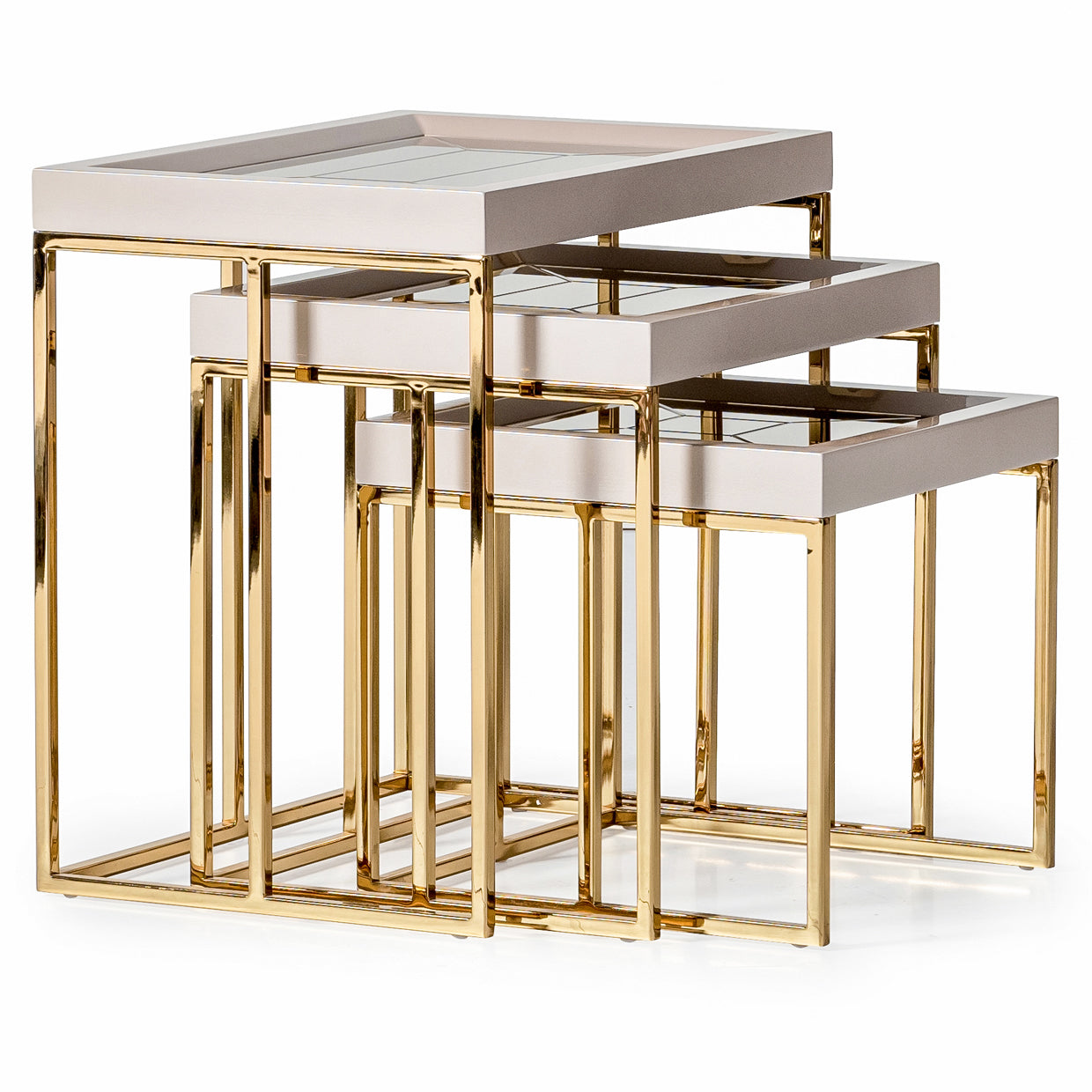 Carmela Shimmer Ivory Nesting Tables (Set of 3) - Ornate Home