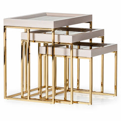 Carmela Shimmer Ivory Nesting Tables (Set of 3) - Ornate Home