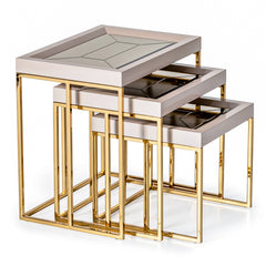 Carmela Shimmer Ivory Nesting Tables (Set of 3) - Ornate Home