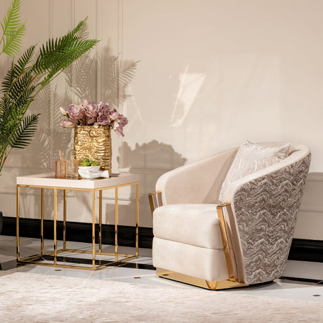 Carmela Shimmer Ivory Side Table - Ornate Home