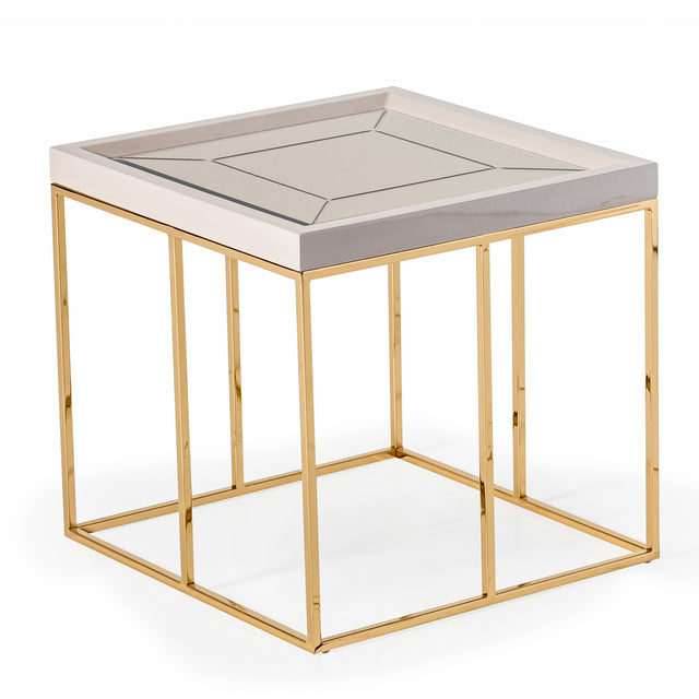 Carmela Shimmer Ivory Side Table - Ornate Home