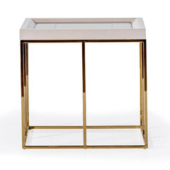 Carmela Shimmer Ivory Side Table - Ornate Home